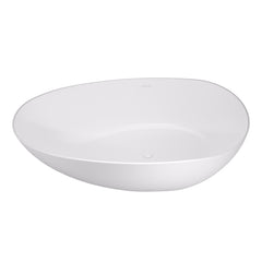 Altair Giotto 59" x 31" Solid Surface Soaking Bathtub in Matte White with Matte White Drain and Integrated Overflow
