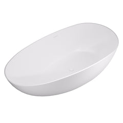 Altair Giotto 59" x 31" Solid Surface Soaking Bathtub in Matte White with Matte White Drain and Integrated Overflow
