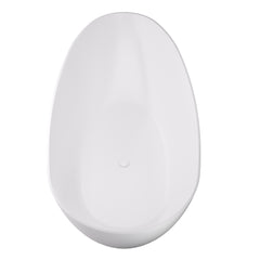 Altair Giotto 59" x 31" Solid Surface Soaking Bathtub in Matte White with Matte White Drain and Integrated Overflow