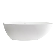 Altair Giotto 67" x 34" Solid Surface Soaking Bathtub in Matte White with Matte White Drain and Integrated Overflow