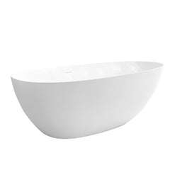 Altair Giotto 67" x 34" Solid Surface Soaking Bathtub in Matte White with Matte White Drain and Integrated Overflow