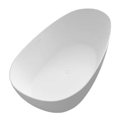 Altair Giotto 67" x 34" Solid Surface Soaking Bathtub in Matte White with Matte White Drain and Integrated Overflow