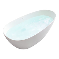 Altair Giotto 67" x 34" Solid Surface Soaking Bathtub in Matte White with Matte White Drain and Integrated Overflow