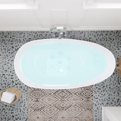 Altair Giotto 67" x 34" Solid Surface Soaking Bathtub in Matte White with Matte White Drain and Integrated Overflow