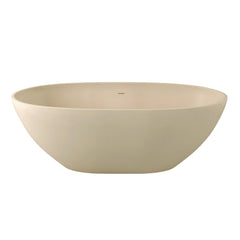 Altair Euston 65" x 30" Solid Surface Soaking Bathtub in Creamy Latte with Creamy Latte Drain and Integrated Overflow