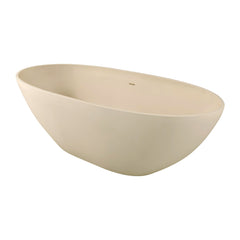 Altair Euston 65" x 30" Solid Surface Soaking Bathtub in Creamy Latte with Creamy Latte Drain and Integrated Overflow