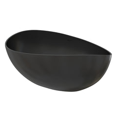 Altair Vespa 63" x 39" Solid Surface Soaking Bathtub in Matte Black with Matte Black Drain and Integrated Overflow
