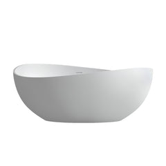 Altair Vespa 63" x 39" Solid Surface Soaking Bathtub in Matte Black with Matte Black Drain and Integrated Overflow - Matte White Finish