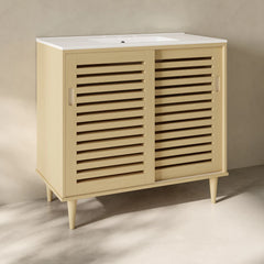 Swiss Madison  Delice 36" Freestanding Bathroom Vanity in Natural Oak with 3-Hole Widespread Sink Top - SM-BV1201NO-3W