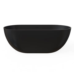 Altair Ryder 59" x 30" Solid Surface Soaking Bathtub in Matte Black with Matte Black Drain and Integrated Overflow