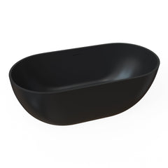Altair Ryder 59" x 30" Solid Surface Soaking Bathtub in Matte Black with Matte Black Drain and Integrated Overflow