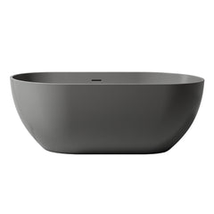 Altair Ryder 59" x 30" Solid Surface Soaking Bathtub in Matte Black with Matte Black Drain and Integrated Overflow - 53360-BAT-MG