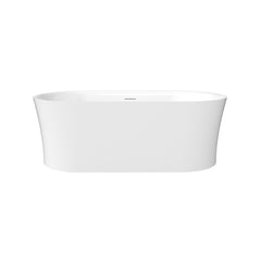 Altair Royce 67" x 32" Flatbottom Freestanding Acrylic Soaking Bathtub in Glossy White with Drain and Integrated Overflow