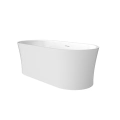 Altair Royce 67" x 32" Flatbottom Freestanding Acrylic Soaking Bathtub in Glossy White with Drain and Integrated Overflow
