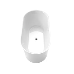 Altair Royce 67" x 32" Flatbottom Freestanding Acrylic Soaking Bathtub in Glossy White with Drain and Integrated Overflow