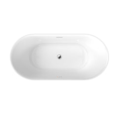 Altair Royce 67" x 32" Flatbottom Freestanding Acrylic Soaking Bathtub in Glossy White with Drain and Integrated Overflow
