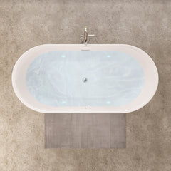 Altair Royce 67" x 32" Flatbottom Freestanding Acrylic Soaking Bathtub in Glossy White with Drain and Integrated Overflow