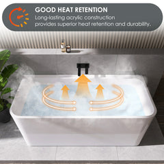Altair Lilac 67" x 32" Flatbottom Freestanding Acrylic Soaking Bathtub in Glossy White with Drain and Integrated Overflow