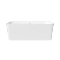 Altair Lilac 67" x 32" Flatbottom Freestanding Acrylic Soaking Bathtub in Glossy White with Drain and Integrated Overflow