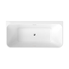 Altair Lilac 67" x 32" Flatbottom Freestanding Acrylic Soaking Bathtub in Glossy White with Drain and Integrated Overflow