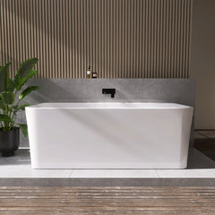 Altair Lilac 67" x 32" Flatbottom Freestanding Acrylic Soaking Bathtub in Glossy White with Drain and Integrated Overflow