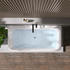 Altair Lilac 67" x 32" Flatbottom Freestanding Acrylic Soaking Bathtub in Glossy White with Drain and Integrated Overflow