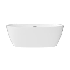 Altair Beyaz 59" x 32" Flatbottom Freestanding Acrylic Soaking Bathtub in Glossy White with Drain and Integrated Overflow