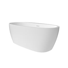 Altair Beyaz 59" x 32" Flatbottom Freestanding Acrylic Soaking Bathtub in Glossy White with Drain and Integrated Overflow