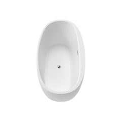 Altair Beyaz 59" x 32" Flatbottom Freestanding Acrylic Soaking Bathtub in Glossy White with Drain and Integrated Overflow