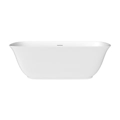 Altair Sarnia 59" x 32" Flatbottom Freestanding Acrylic Soaking Bathtub in Glossy White with Drain and Integrated Overflow