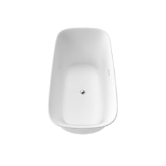 Altair Sarnia 59" x 32" Flatbottom Freestanding Acrylic Soaking Bathtub in Glossy White with Drain and Integrated Overflow