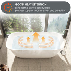 Altair Sarnia 67" x 32" Flatbottom Freestanding Acrylic Soaking Bathtub in Glossy White with Drain and Integrated Overflow
