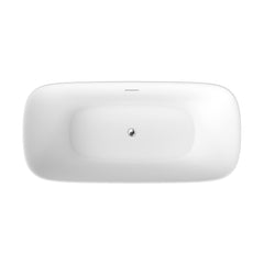 Altair Sarnia 67" x 32" Flatbottom Freestanding Acrylic Soaking Bathtub in Glossy White with Drain and Integrated Overflow