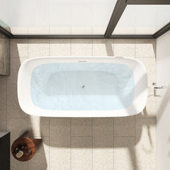 Altair Sarnia 67" x 32" Flatbottom Freestanding Acrylic Soaking Bathtub in Glossy White with Drain and Integrated Overflow