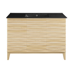 Swiss Madison Cascade 48 in. Natural Oak Bathroom Vanity With Black, 3-Hole Ceramic Sink Top - SM-BV557-3MB