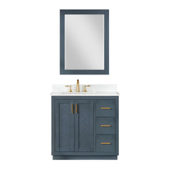 Altair Gazsi 36" Single Bathroom Vanity Set in Charcoal Blue with Mirror