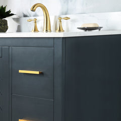 Altair Gazsi 42" Single Bathroom Vanity Set in Charcoal Blue with Grain White Engineered Stone Countertop