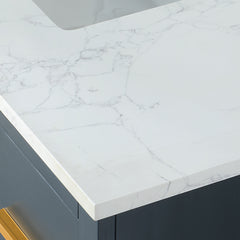 Altair Gazsi 42" Single Bathroom Vanity Set in Charcoal Blue with Grain White Engineered Stone Countertop