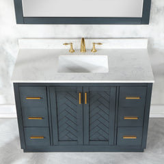 Altair Gazsi 48" Single Bathroom Vanity Set in Charcoal Blue with Grain White Engineered Stone Countertop