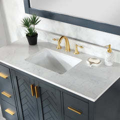 Altair Gazsi 48" Single Bathroom Vanity Set in Charcoal Blue with Grain White Engineered Stone Countertop