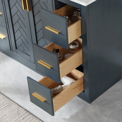 Altair Gazsi 48" Single Bathroom Vanity Set in Charcoal Blue with Grain White Engineered Stone Countertop