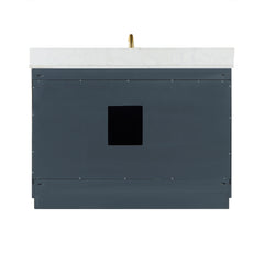 Altair Gazsi 48" Single Bathroom Vanity Set in Charcoal Blue with Grain White Engineered Stone Countertop