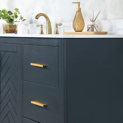 Altair Gazsi 60" Single Bathroom Vanity Set in Charcoal Blue with Grain White Engineered Stone Countertop
