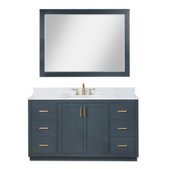 Altair Gazsi 60" Single Bathroom Vanity Set in Charcoal Blue with Grain White Engineered Stone Countertop