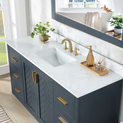 Altair Gazsi 60" Single Bathroom Vanity Set in Charcoal Blue with Grain White Engineered Stone Countertop