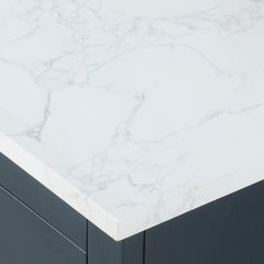 Altair Gazsi 60" Single Bathroom Vanity Set in Charcoal Blue with Grain White Engineered Stone Countertop