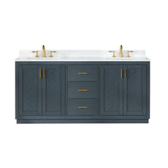 Altair Gazsi 72" Double Bathroom Vanity Set in Charcoal Blue with Grain White Engineered Stone Countertop - Without Mirror