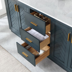 Altair Gazsi 72" Double Bathroom Vanity Set in Charcoal Blue with Grain White Engineered Stone Countertop
