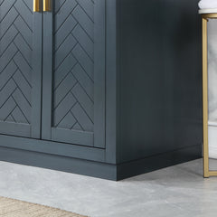 Altair Gazsi 72" Double Bathroom Vanity Set in Charcoal Blue with Grain White Engineered Stone Countertop