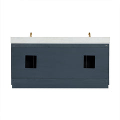 Altair Gazsi 72" Double Bathroom Vanity Set in Charcoal Blue with Grain White Engineered Stone Countertop